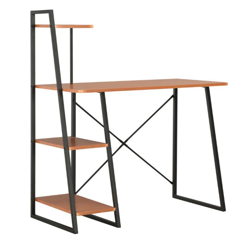 Bureau 4 étagères bois marron et métal noir Rohan - Photo n°1