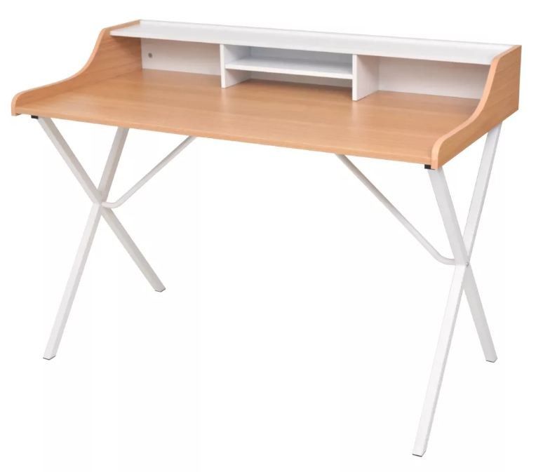 Bureau 4 niches bois beige et blanc et métal Vinali - Photo n°1