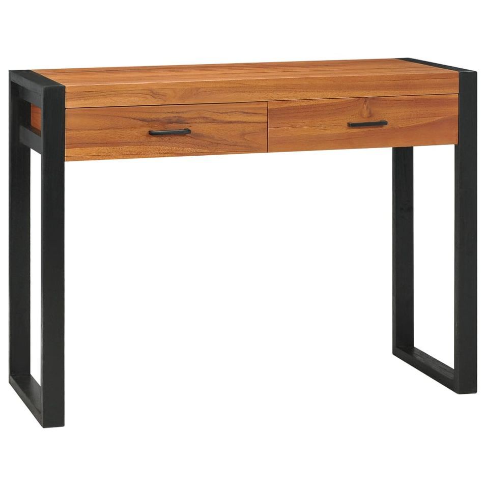 Bureau avec 2 tiroirs 100x40x75 cm Bois de teck recyclé 3 - Photo n°1
