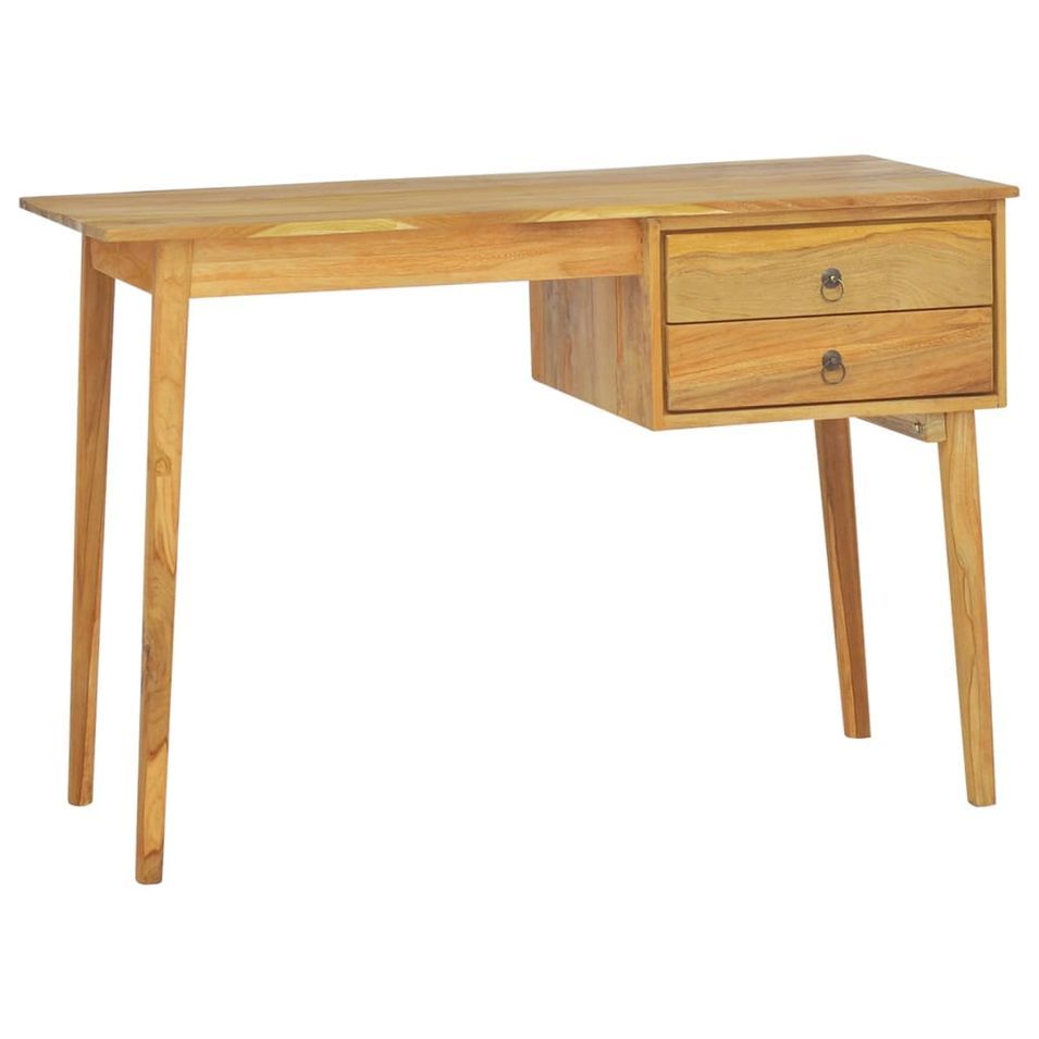Bureau avec 2 tiroirs 110x52x75 cm Bois de teck solide - Photo n°1
