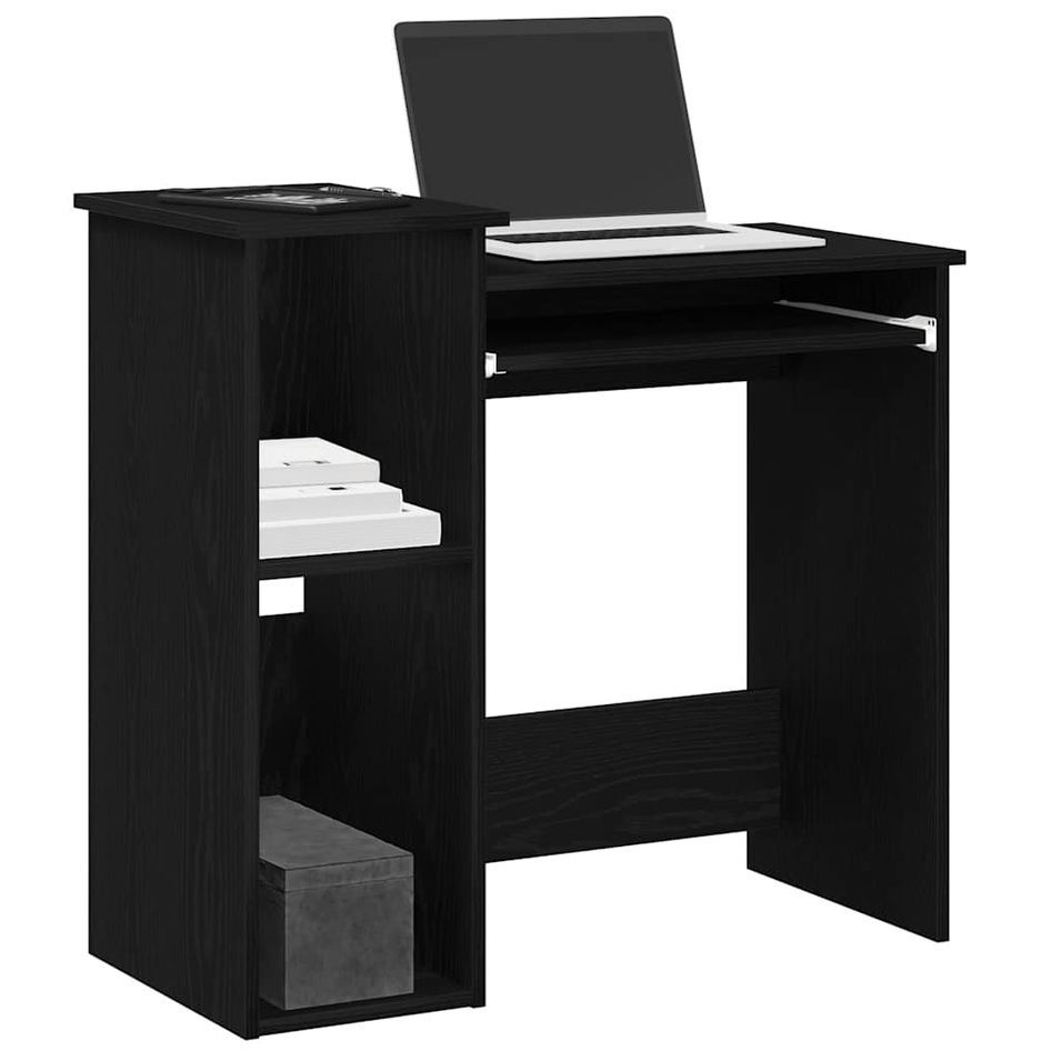 Bureau avec étagères noir 84x40x78 cm bois d'ingénierie - Photo n°1
