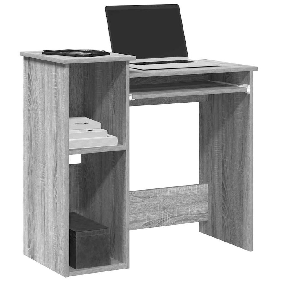 Bureau avec étagères sonoma gris 84x40x78 cm bois d'ingénierie - Photo n°1