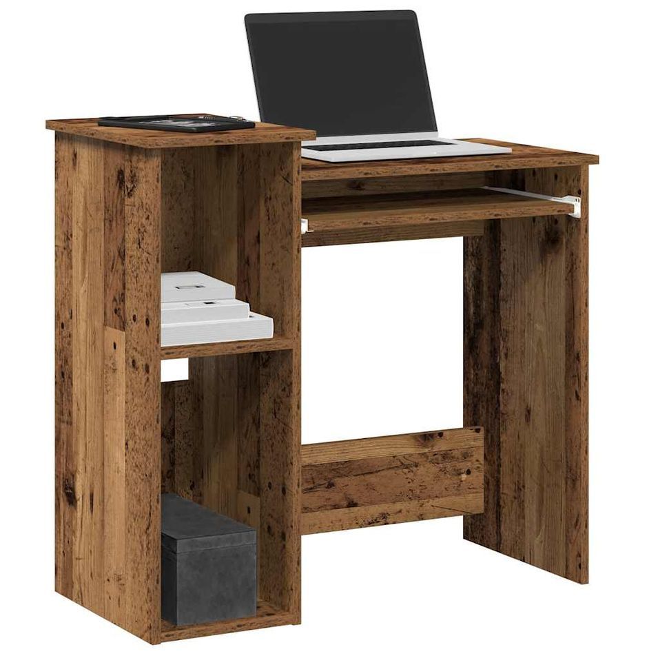 Bureau avec étagères vieux bois 84x40x78 cm bois d'ingénierie - Photo n°1