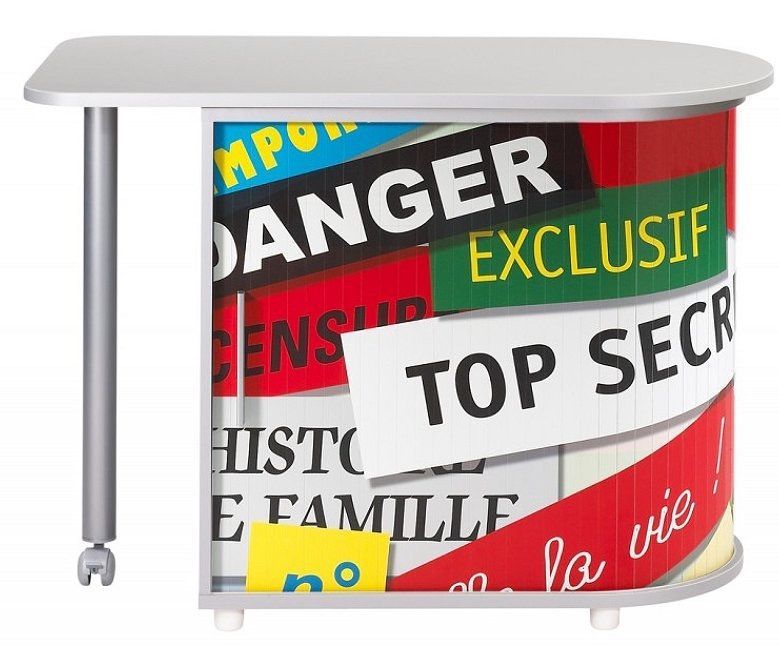 Bureau avec plateau pivotant et rangement gris imprimé top secret Kool 105 cm - Photo n°1