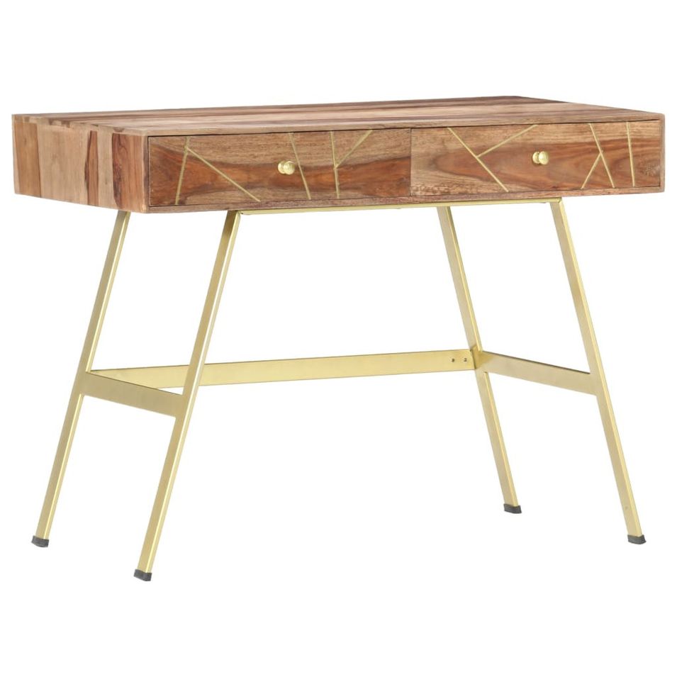 Bureau avec tiroirs 100x55x75 cm Bois solide - Photo n°1