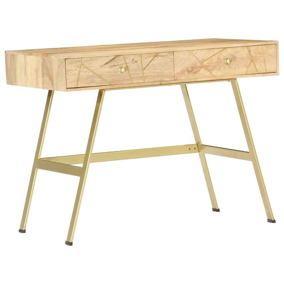 Bureau avec tiroirs 100x55x75 cm Bois solide de manguier - Photo n°1