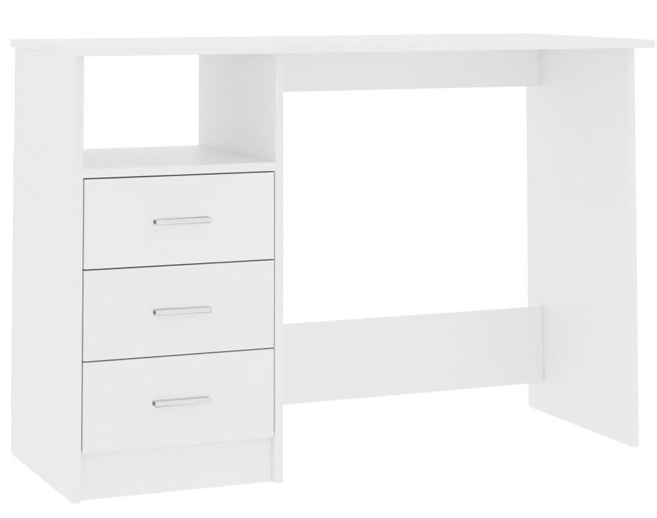 Bureau avec tiroirs Blanc 110x50x76 cm - Photo n°1