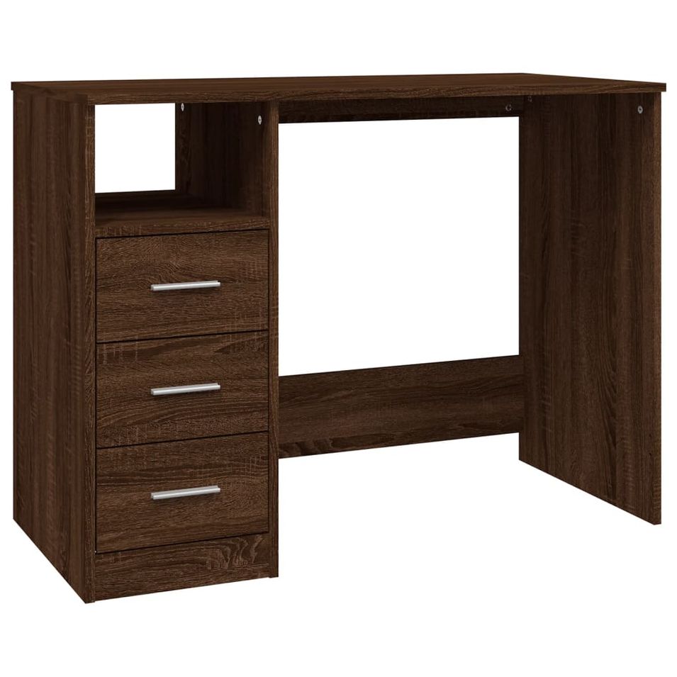Bureau avec tiroirs Chêne marron 102x50x76 cm Bois d'ingénierie - Photo n°1