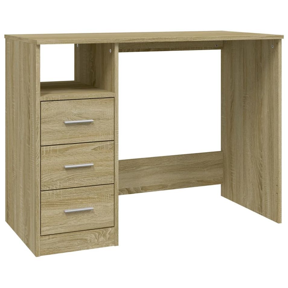 Bureau avec tiroirs Chêne sonoma 102x50x76 cm Bois d'ingénierie - Photo n°1