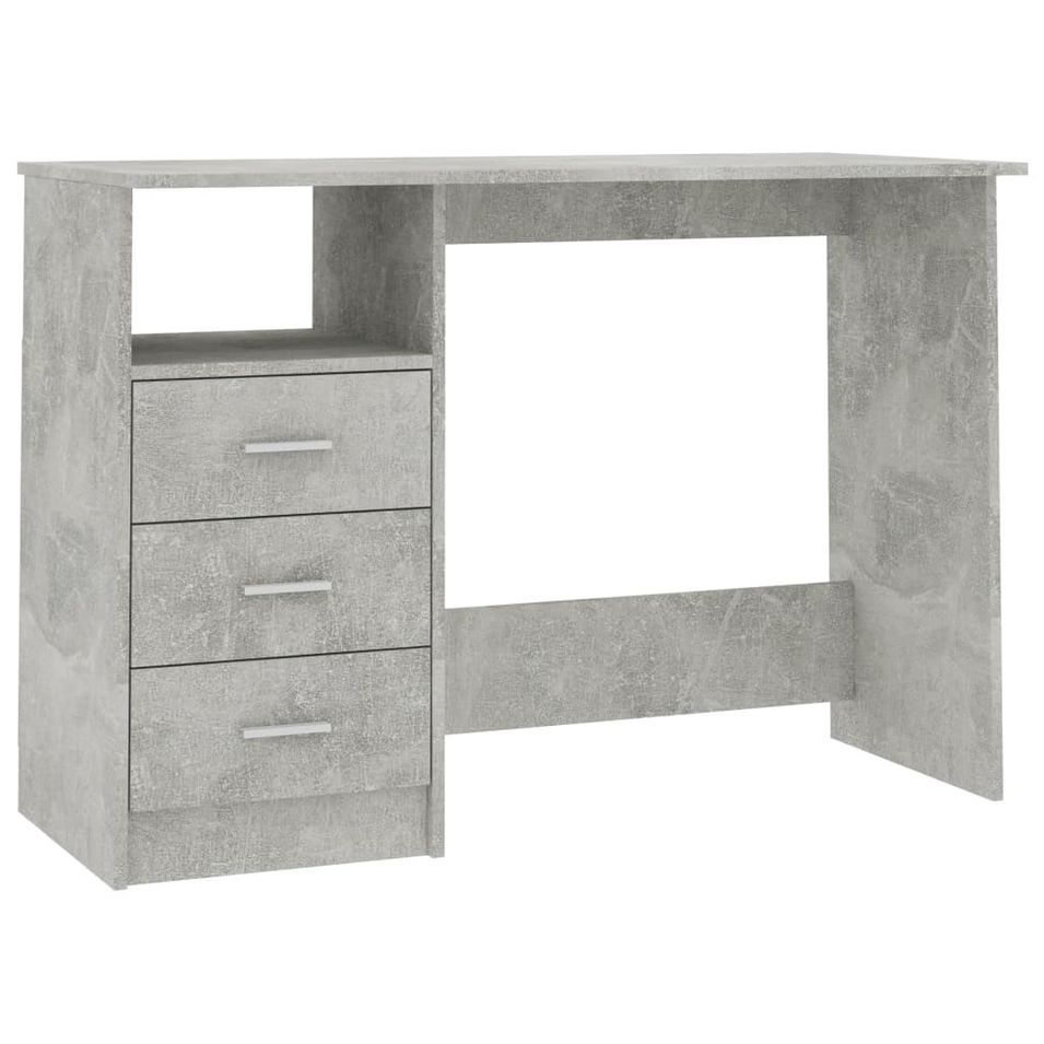 Bureau avec tiroirs Gris béton 110x50x76 cm - Photo n°1