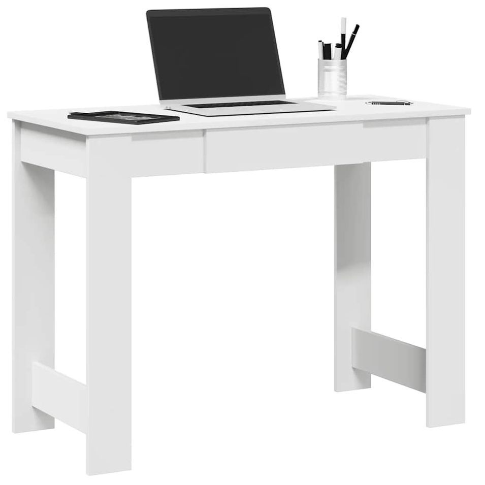 Bureau blanc 100x45x75 cm bois d'ingénierie - Photo n°1
