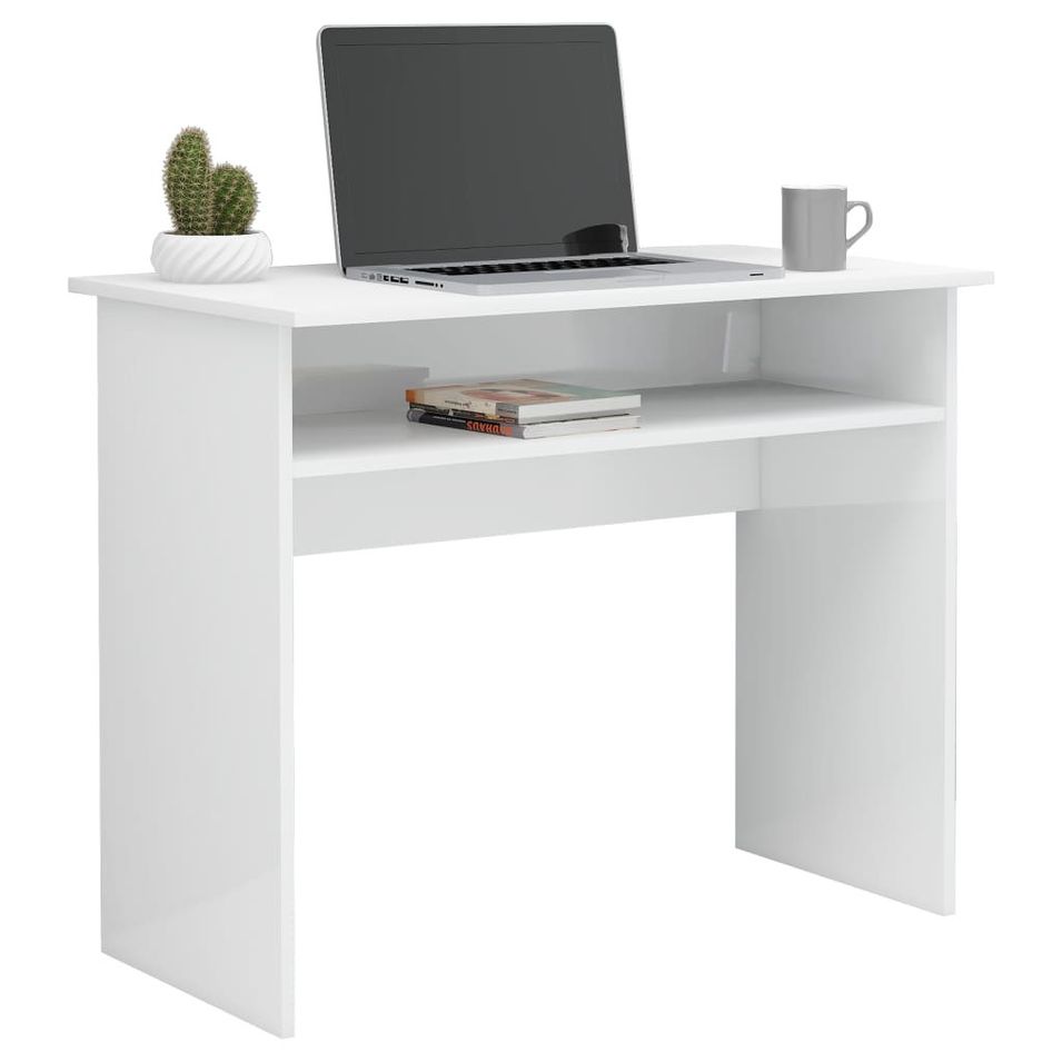 Bureau Blanc brillant 90x50x74 cm - Photo n°1