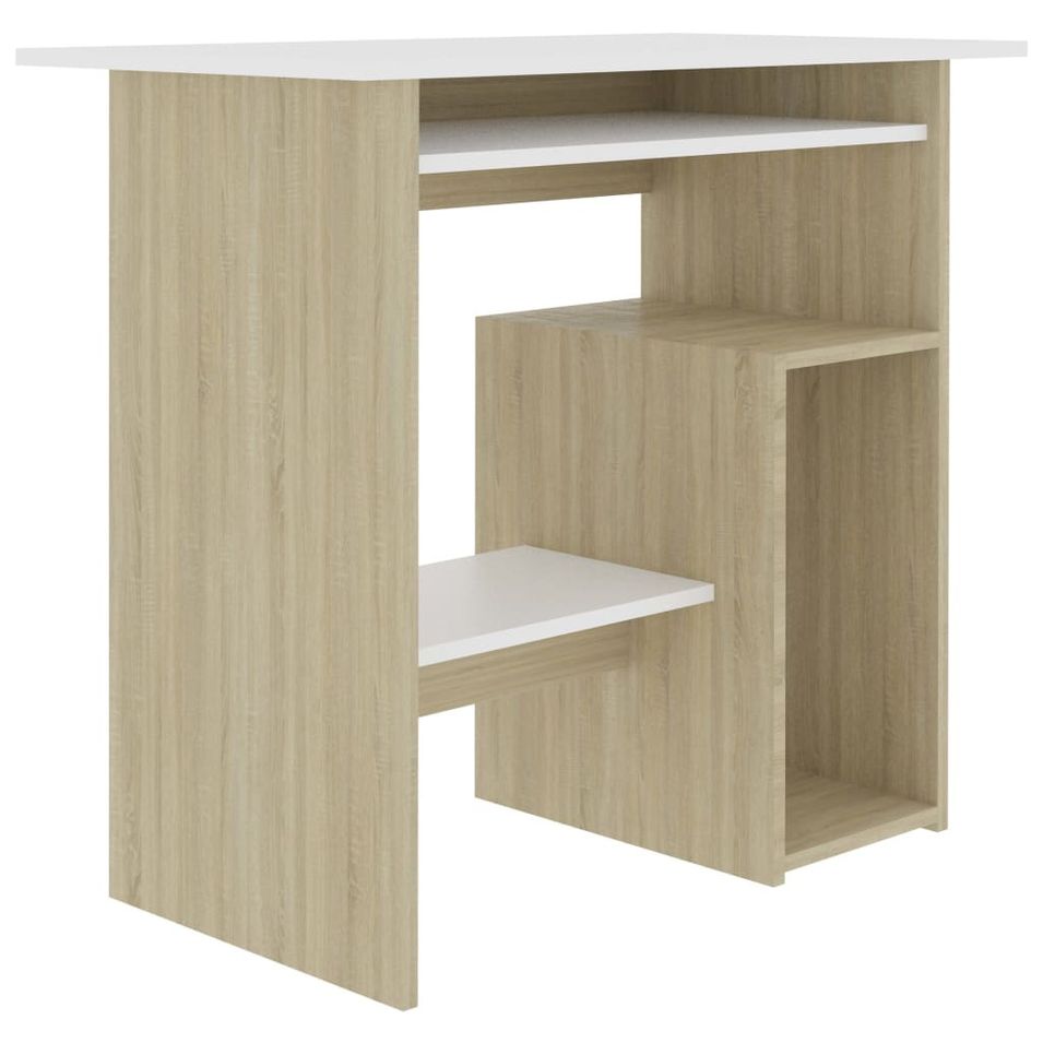 Bureau Blanc et chêne sonoma 80 x 45 x 74 cm - Photo n°1