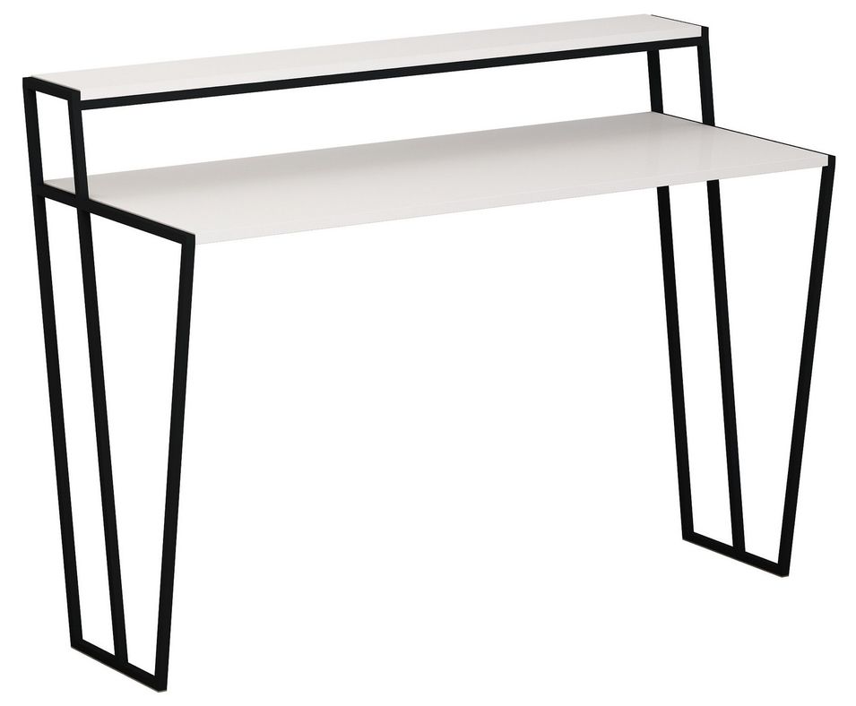 Bureau blanc et métal noir Kasper 123 cm - Photo n°1