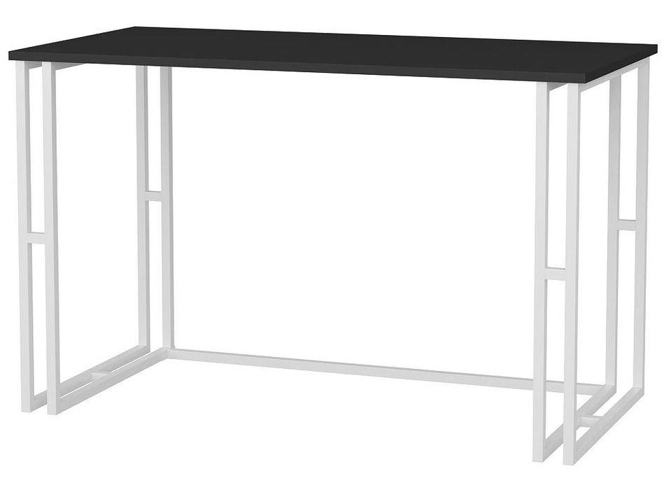Bureau bois anthracite et métal blanc Kinoa 120 cm - Photo n°1