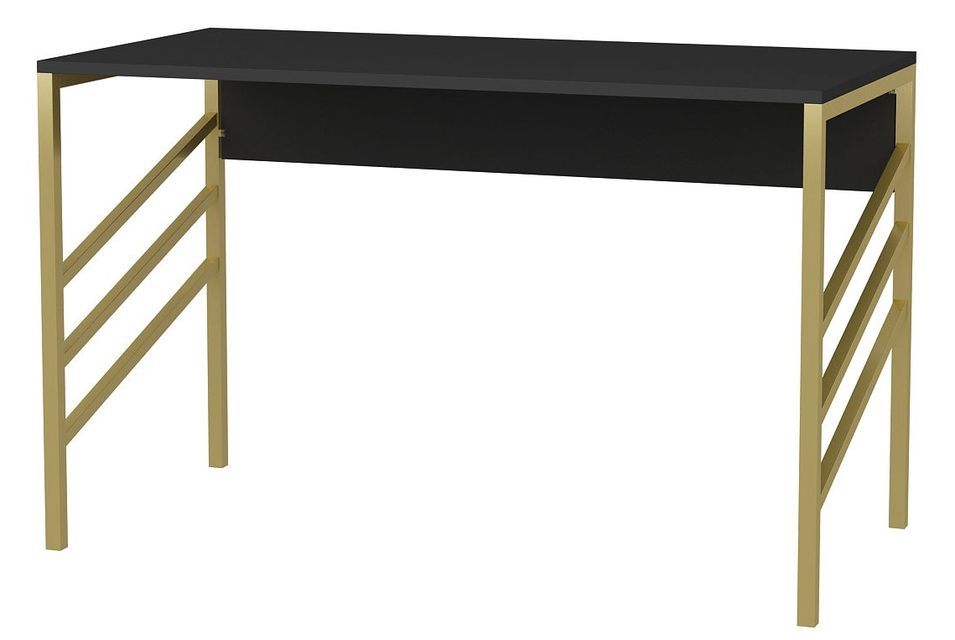 Bureau bois anthracite et métal doré mat Ranko 120 cm - Photo n°1
