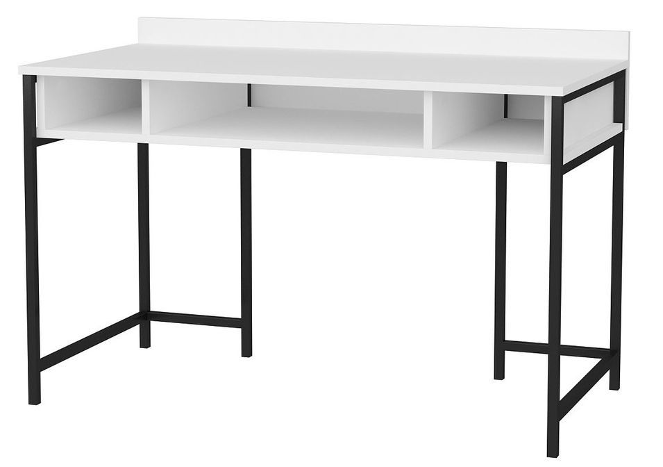 Bureau bois blanc avec des pieds en métal noir Avela 120 cm - Photo n°1