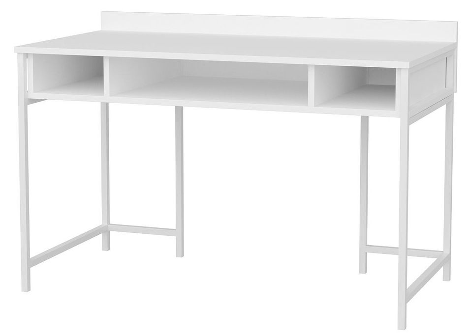 Bureau bois blanc et métal blanc Avela 120 cm - Photo n°1