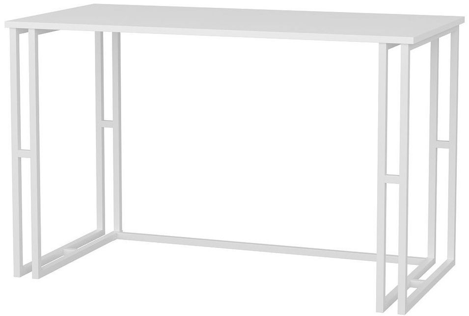 Bureau bois blanc et métal blanc Kinoa 120 cm - Photo n°1