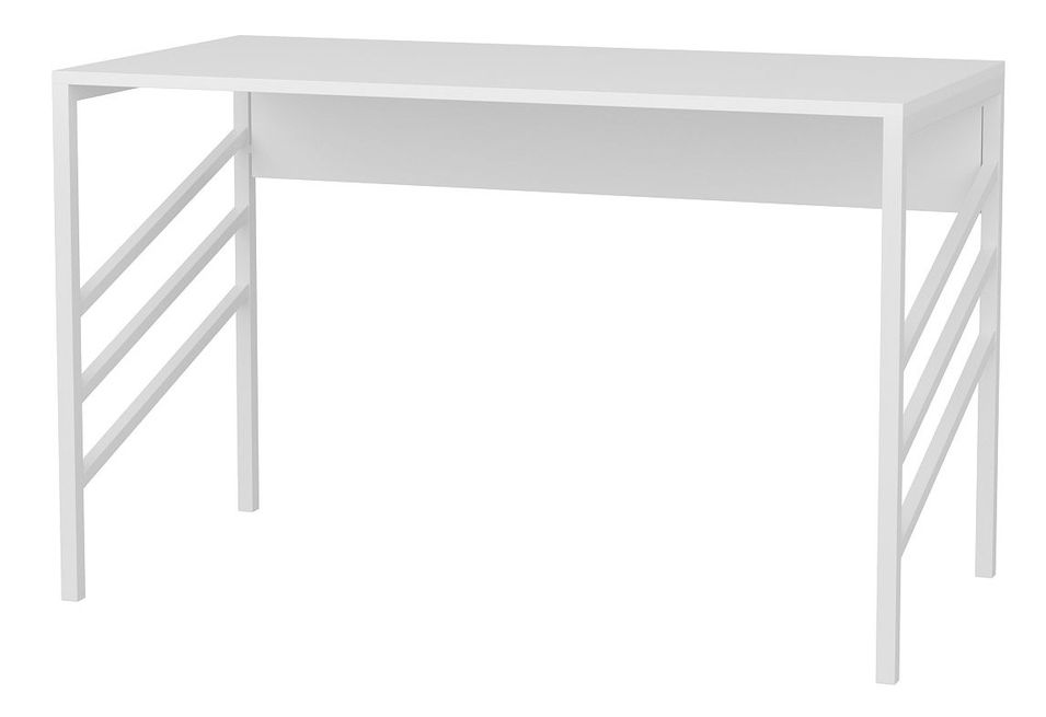 Bureau bois blanc et métal blanc Ranko 120 cm - Photo n°1