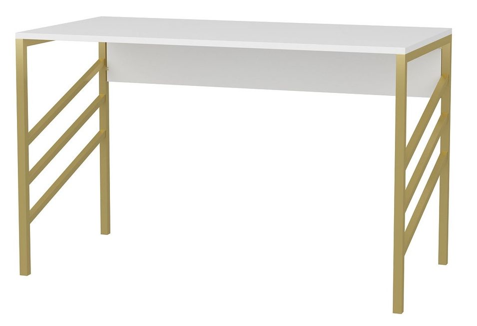 Bureau bois blanc et métal doré mat Ranko 120 cm - Photo n°1