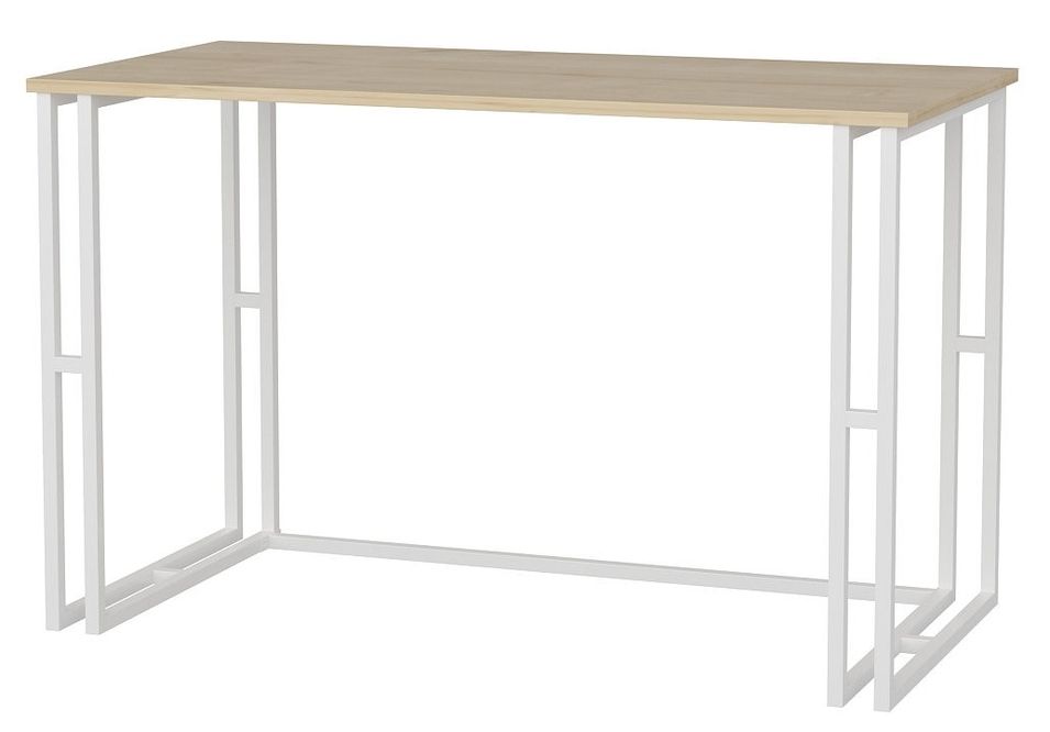 Bureau bois chêne clair et métal blanc Kinoa 120 cm - Photo n°1
