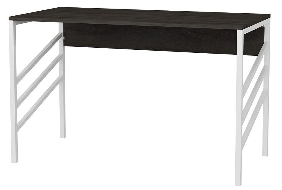 Bureau bois gris foncé et métal blanc Ranko 120 cm - Photo n°1