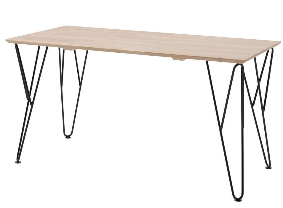 Bureau bouleau massif clair et pieds métal noir Arna - Photo n°1