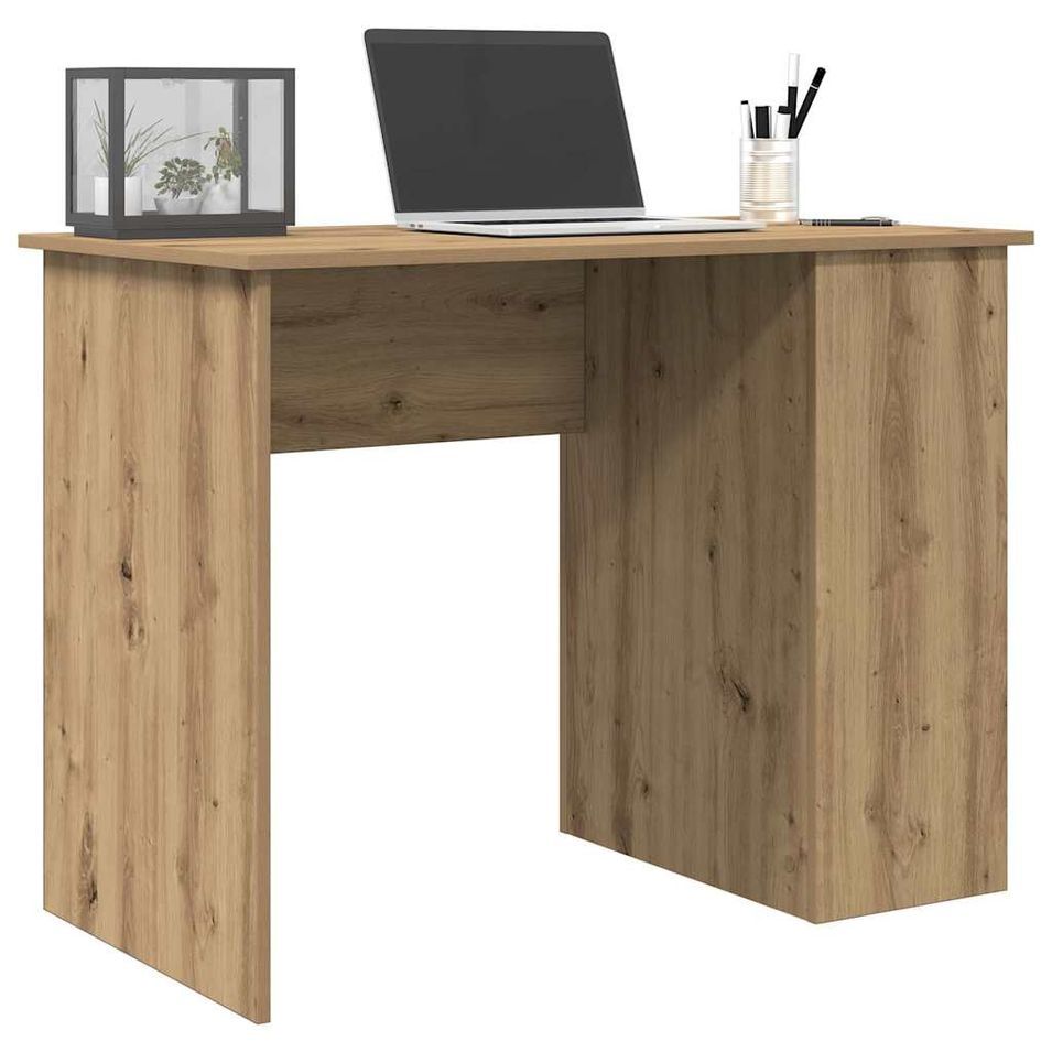 Bureau chêne artisanal 100x55x75 cm bois d'ingénierie - Photo n°1