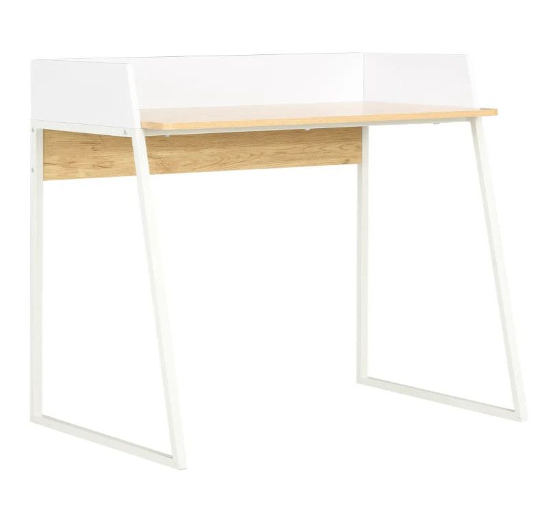 Bureau chêne clair et métal blanc Papyrus - Photo n°1