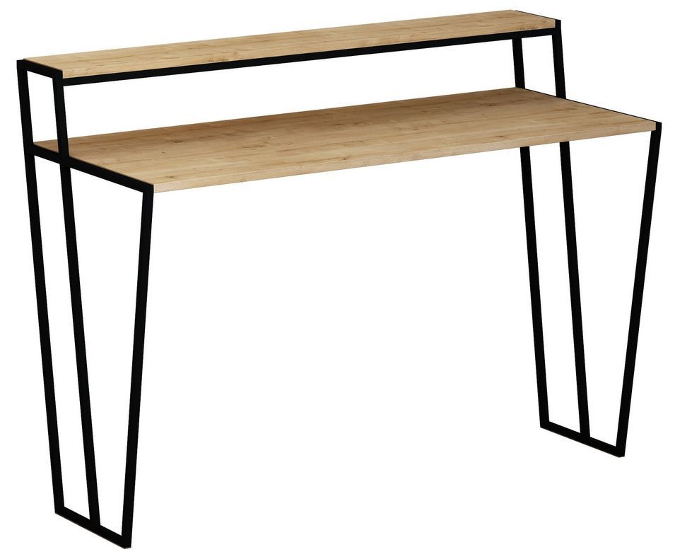 Bureau Chêne clair et métal noir Kasper 123 cm - Photo n°1
