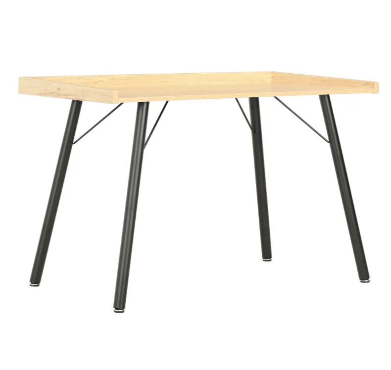 Bureau chêne clair et pieds métal noir Coolair - Photo n°1