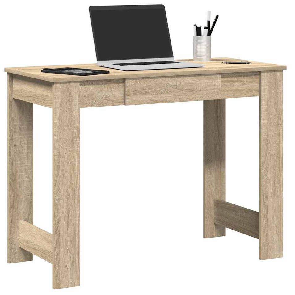 Bureau chêne sonoma 100x45x75 cm bois d'ingénierie - Photo n°1