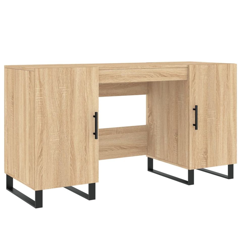 Bureau chêne sonoma 140x50x75 cm bois d'ingénierie - Photo n°1