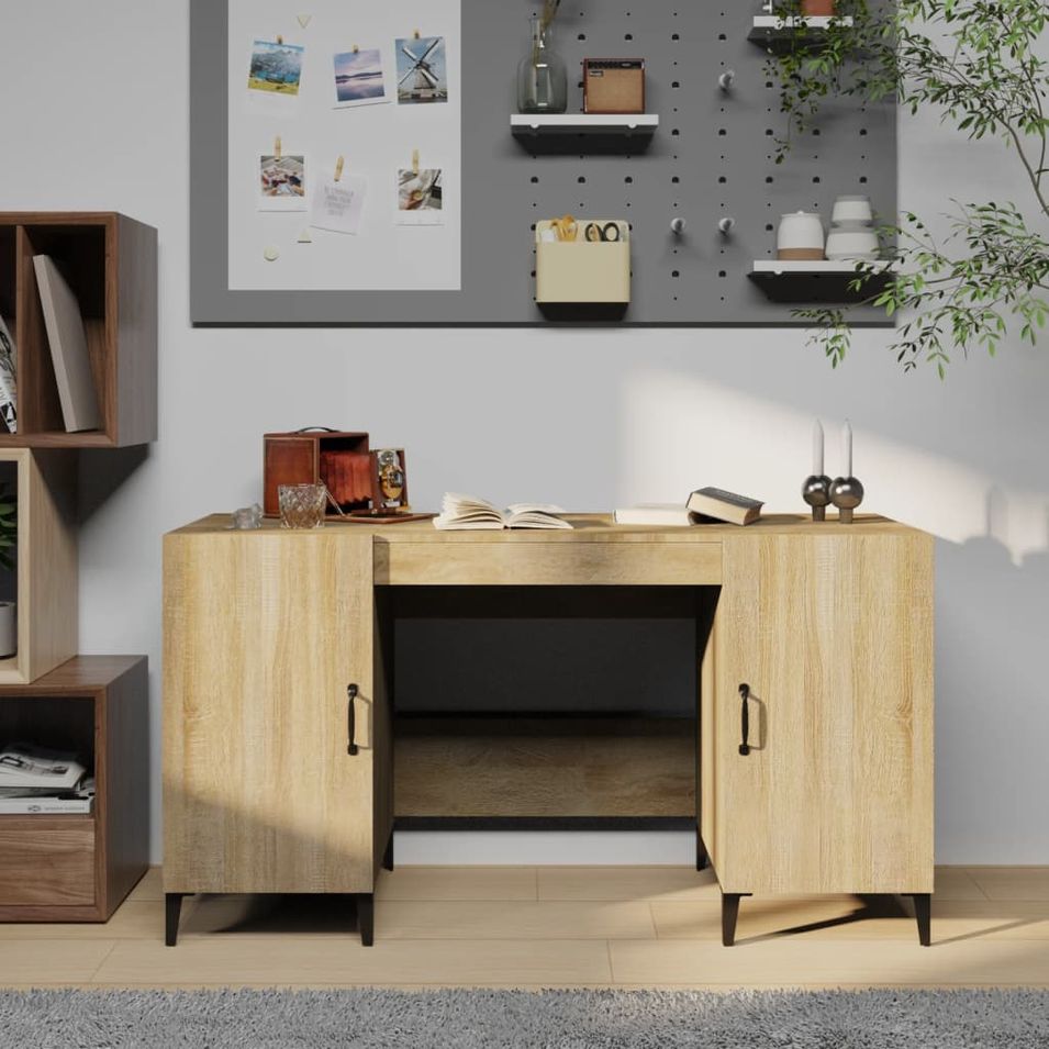 Bureau Chêne sonoma 140x50x75 cm Bois d'ingénierie - Photo n°1
