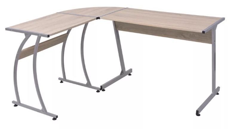 Bureau d'angle bois chêne clair et métal Saryel 152 cm - Photo n°1