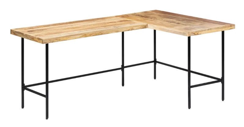 Bureau d'angle manguier massif clair et métal noir Bastia - Photo n°1