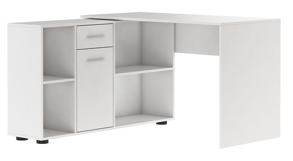 Bureau d'angle modulable blanc avec rangement Kalilo 120 cm - Photo n°1