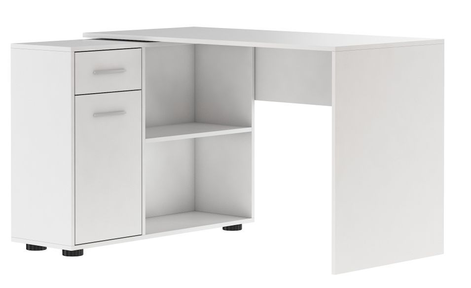 Bureau d'angle modulable blanc avec rangement Paulo 120 cm - Photo n°1