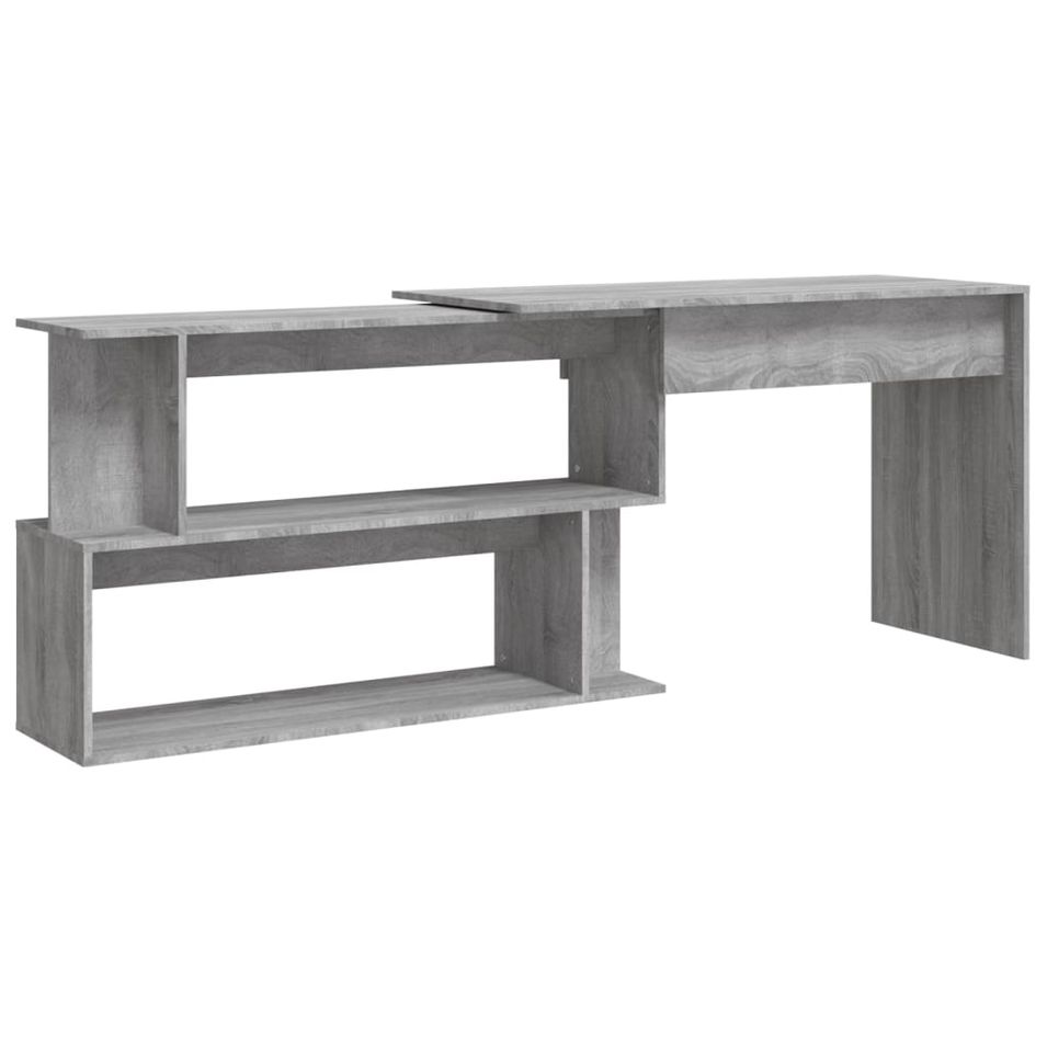 Bureau d'angle Sonoma gris 200x50x76 cm Bois d'ingénierie - Photo n°1