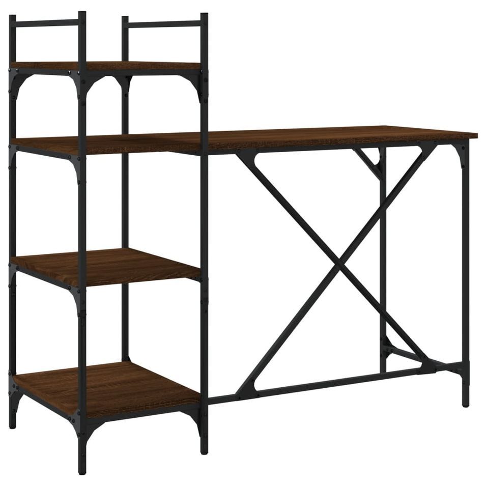 Bureau d'ordinateur avec étagères chêne marron 120x47x109 cm - Photo n°1