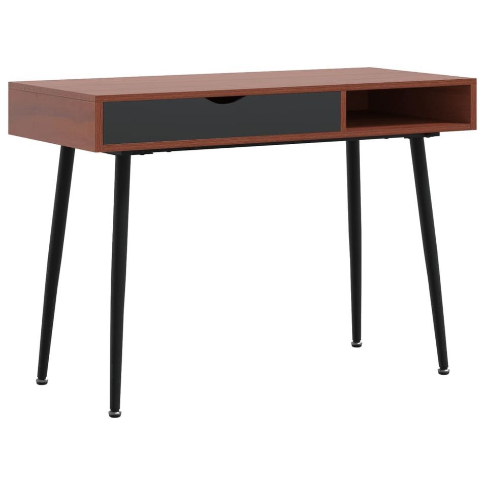 Bureau d'ordinateur avec tiroir marron 110x50x75 cm - Photo n°1
