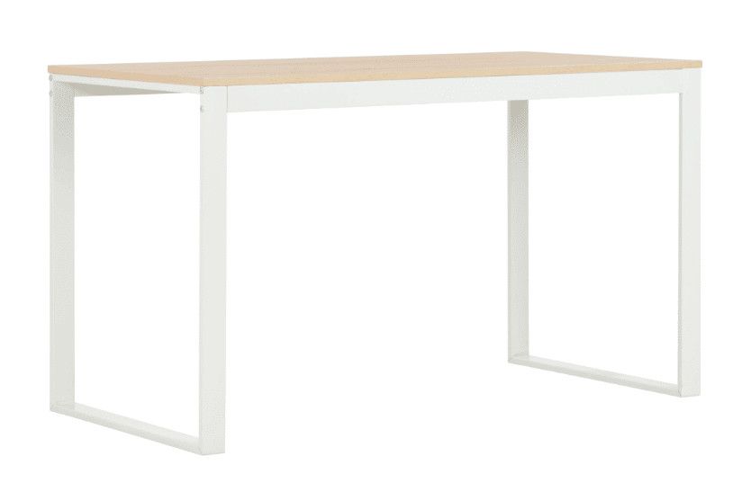 Bureau d'ordinateur bois clair et métal blanc Simply - Photo n°1