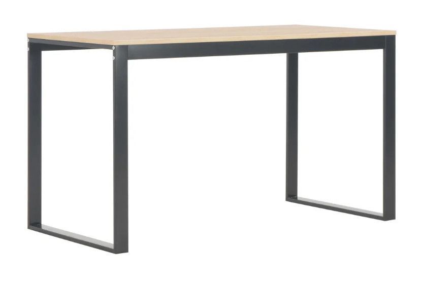 Bureau d'ordinateur bois clair et métal noir Simply - Photo n°1