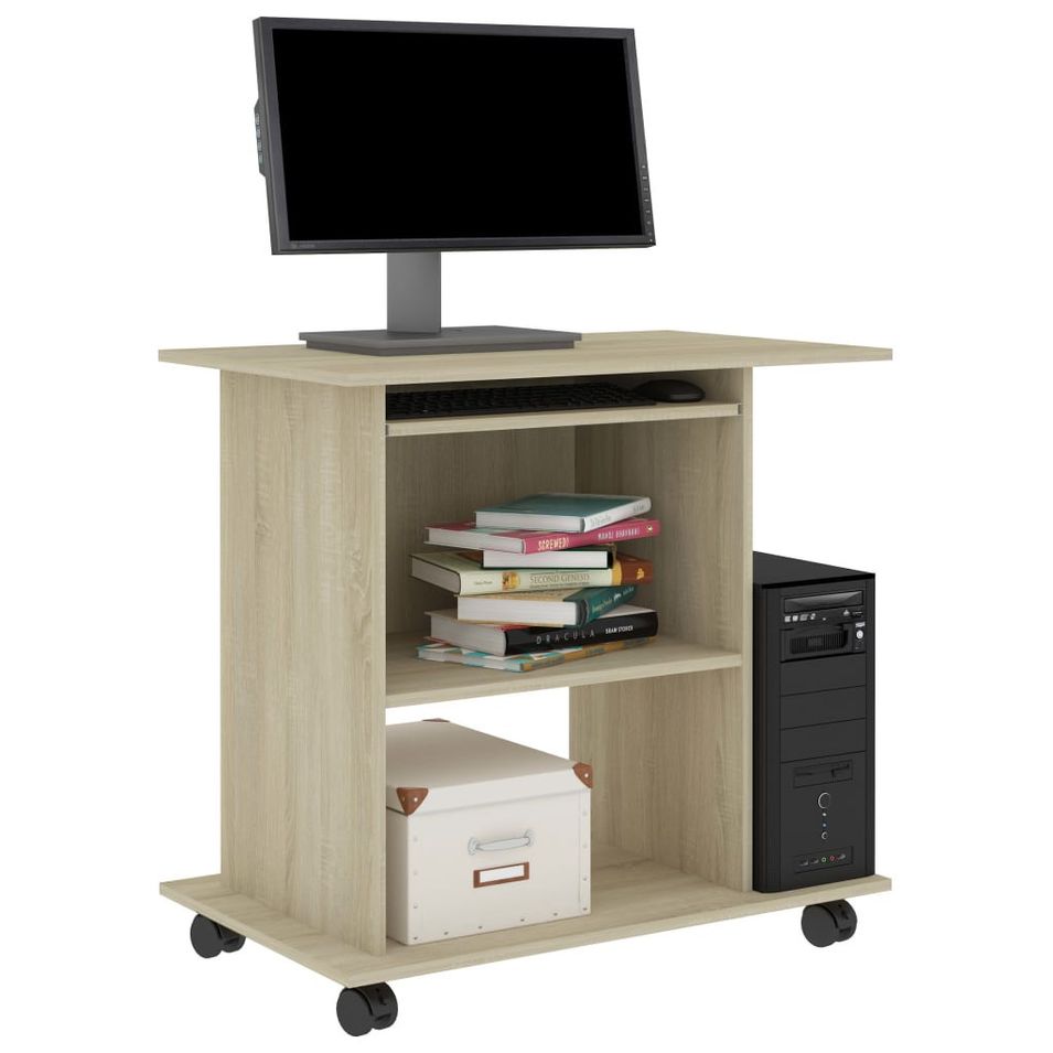 Bureau d'ordinateur Chêne sonoma 80x50x75 cm - Photo n°1