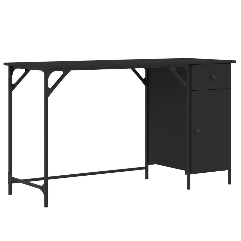 Bureau d'ordinateur noir 131x48x75 cm bois d’ingénierie - Photo n°1