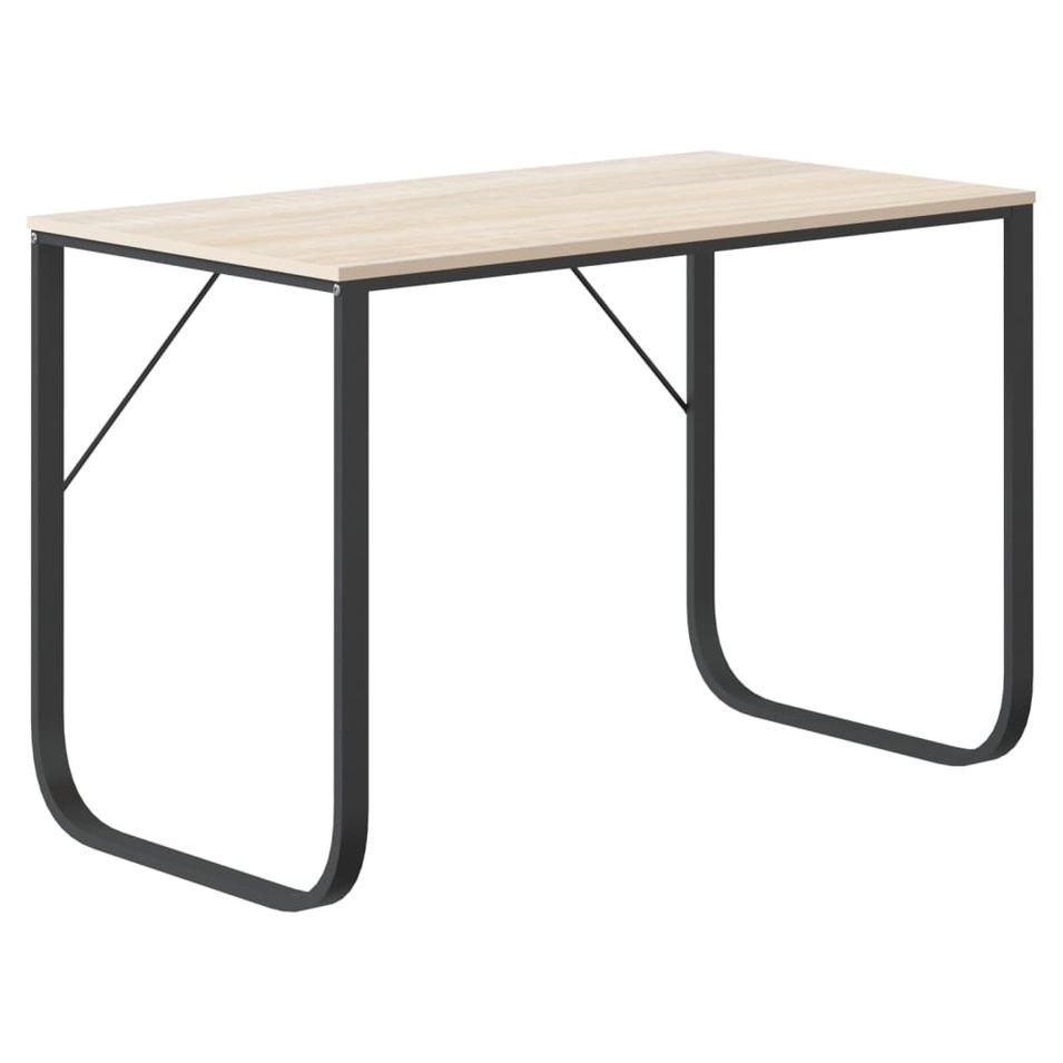 Bureau d'ordinateur Noir et chêne 110x60x73 cm - Photo n°1