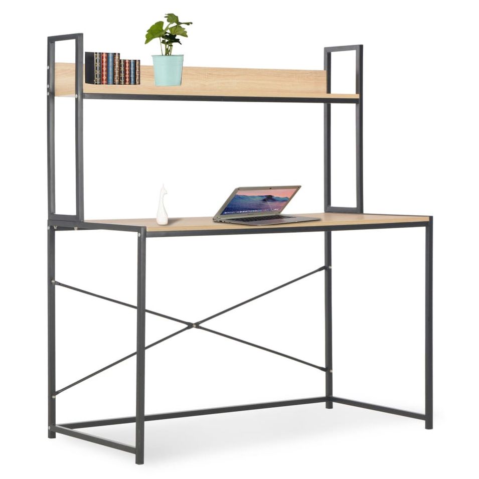 Bureau d'ordinateur Noir et chêne 120 x 60 x 138 cm - Photo n°1