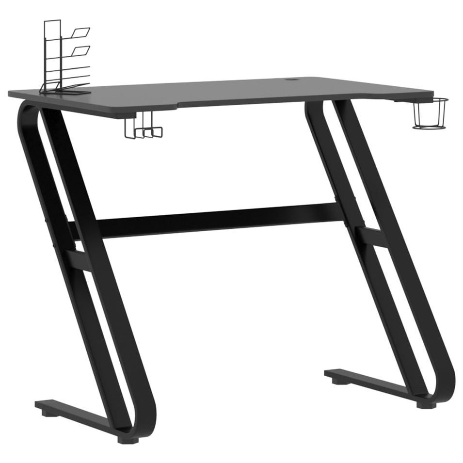 Bureau de jeu avec pieds en forme de ZZ Noir 90x60x75 cm - Photo n°1