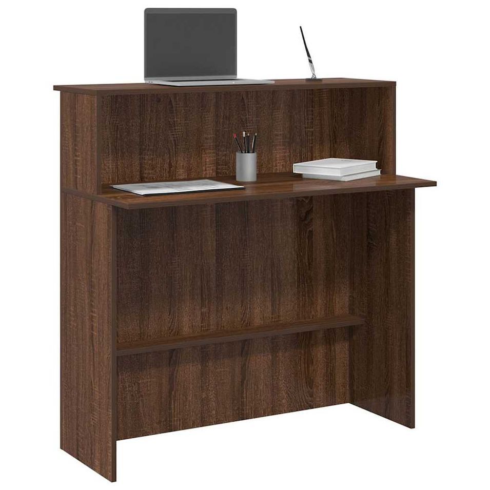 Bureau de réception chêne brun 100x50x103,5cm bois d'ingénierie - Photo n°1